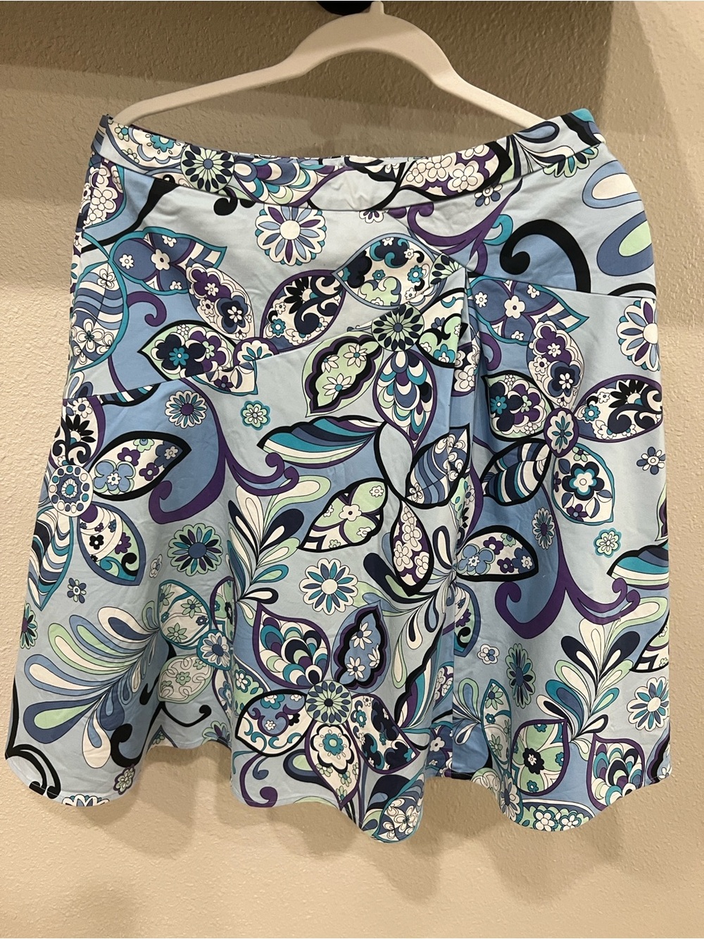 Sunny Leigh Blue Floral Swirl A-Line Skirt size 12